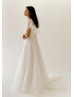 Flutter Sleeves Ivory Organza V Back Dreamy Wedding Dress